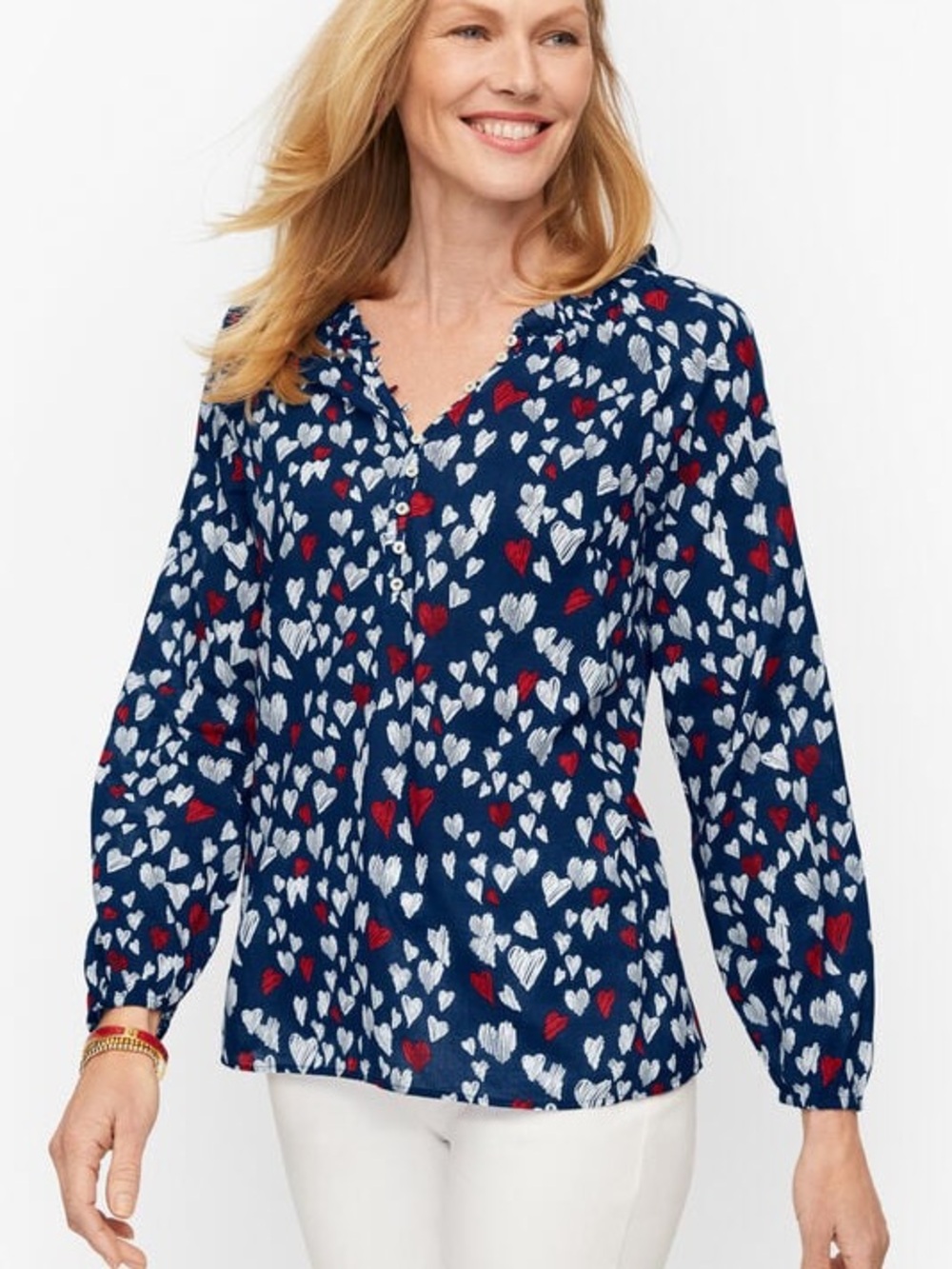 Talbots NWT Lightweight Ruffle Trim Popover Tunic Sz Large